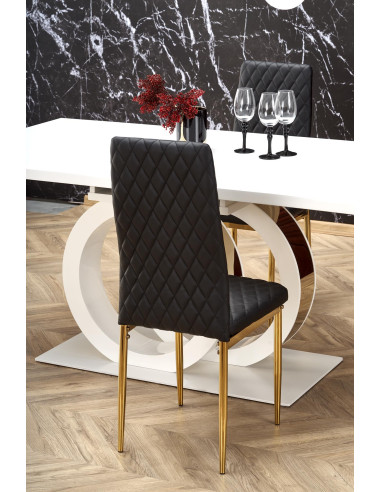 GALARDO Stół Rozkładany 160-200cm Biały/Złoty - Luksus i Geometryczne Nogi