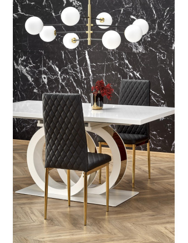 GALARDO Stół Rozkładany 160-200cm Biały/Złoty - Luksus i Geometryczne Nogi