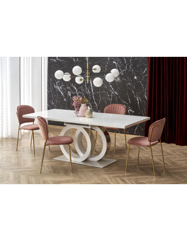 GALARDO Stół Rozkładany 160-200cm Biały/Złoty - Luksus i Geometryczne Nogi