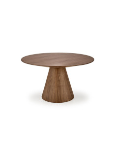 HENDERSON Stół Okrągły Fi136cm Orzechowy ze Stożkową Podstawą - Gustowny