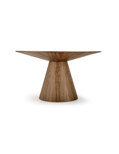 HENDERSON Stół Okrągły Fi136cm Orzechowy ze Stożkową Podstawą - Gustowny