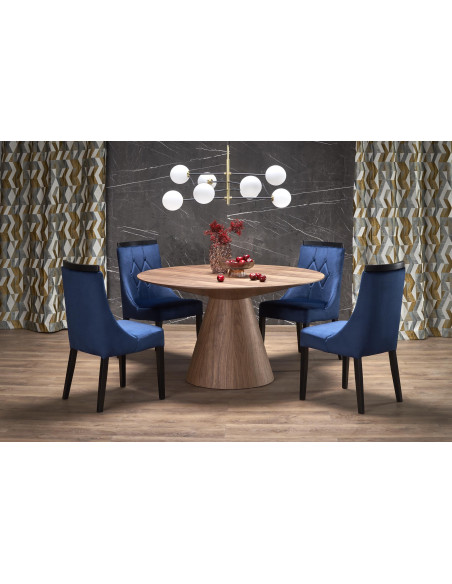 HENDERSON Stół Okrągły Fi136cm Orzechowy ze Stożkową Podstawą - Gustowny