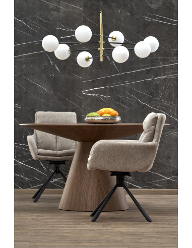 HENDERSON Stół Okrągły Fi136cm Orzechowy ze Stożkową Podstawą - Gustowny