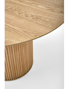 LOPEZ Stół Okrągły Fi120cm z Walcową Ryflowaną Podstawą Kolor Dąb Naturalny 2