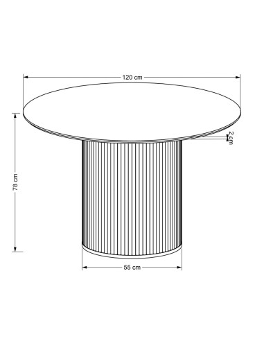 LOPEZ Stół Okrągły Fi120cm z Walcową Ryflowaną Podstawą Kolor Dąb Naturalny