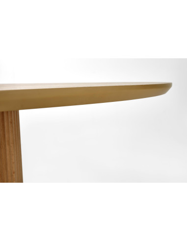 LOPEZ Stół Okrągły Fi120cm z Walcową Ryflowaną Podstawą Kolor Dąb Naturalny