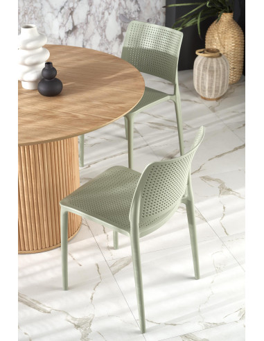 LOPEZ Stół Okrągły Fi120cm z Walcową Ryflowaną Podstawą Kolor Dąb Naturalny