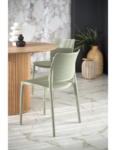 LOPEZ Stół Okrągły Fi120cm z Walcową Ryflowaną Podstawą Kolor Dąb Naturalny