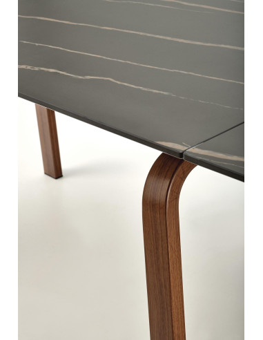 LOZANO Stół Rozkładany 140-200cm Spiek Czarny Marmur/Orzechowy - Elegancki