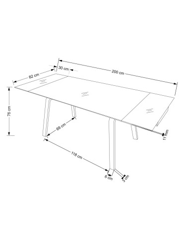 LOZANO Stół Rozkładany 140-200cm Spiek Czarny Marmur/Orzechowy - Elegancki