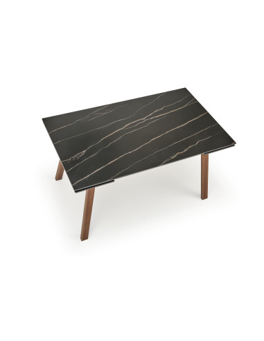 LOZANO Stół Rozkładany 140-200cm Spiek Czarny Marmur/Orzechowy - Elegancki
