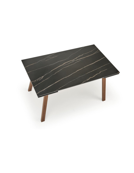 LOZANO Stół Rozkładany 140-200cm Spiek Czarny Marmur/Orzechowy - Elegancki