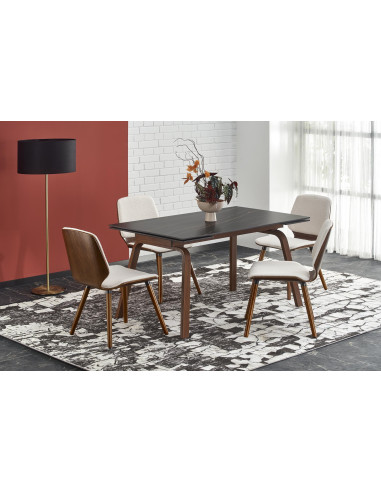 LOZANO Stół Rozkładany 140-200cm Spiek Czarny Marmur/Orzechowy - Elegancki