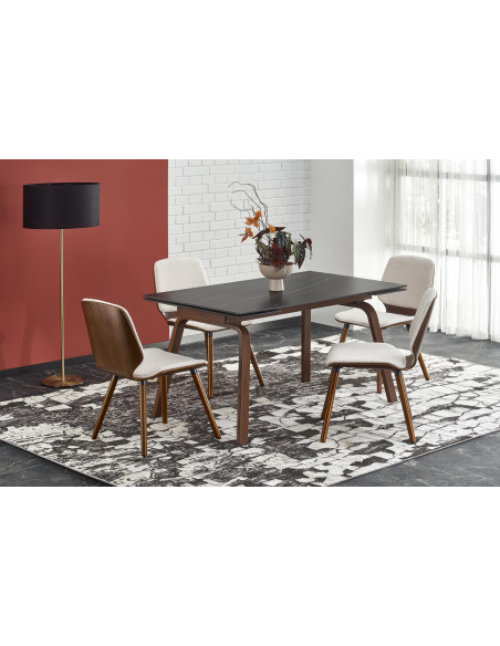 LOZANO Stół Rozkładany 140-200cm Spiek Czarny Marmur/Orzechowy - Elegancki