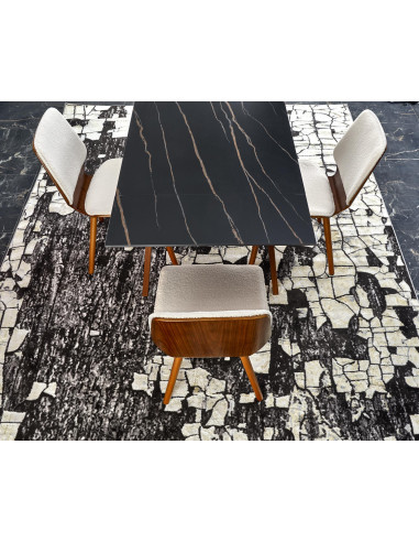 LOZANO Stół Rozkładany 140-200cm Spiek Czarny Marmur/Orzechowy - Elegancki