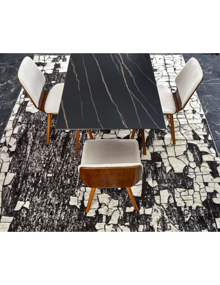 LOZANO Stół Rozkładany 140-200cm Spiek Czarny Marmur/Orzechowy - Elegancki