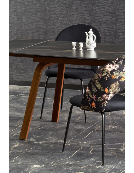 LOZANO Stół Rozkładany 140-200cm Spiek Czarny Marmur/Orzechowy - Elegancki