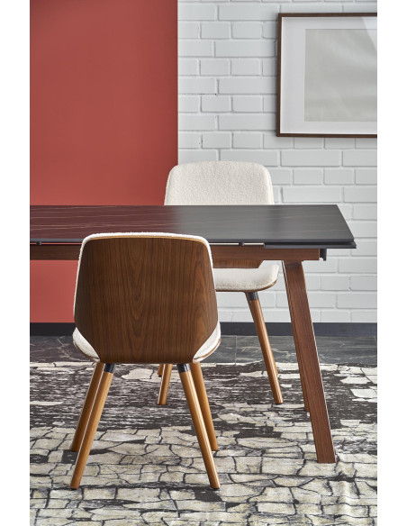 LOZANO Stół Rozkładany 140-200cm Spiek Czarny Marmur/Orzechowy - Elegancki