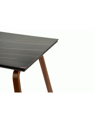 LOZANO Stół Rozkładany 140-200cm Spiek Czarny Marmur/Orzechowy - Elegancki