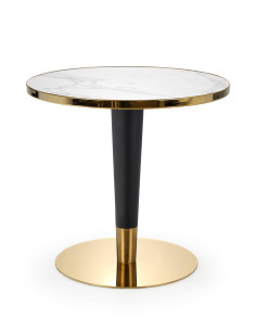 MORATA Stół Okrągły Glamour Fi79cm Biały/Czarny/Złoty - Elegancja i Luksus