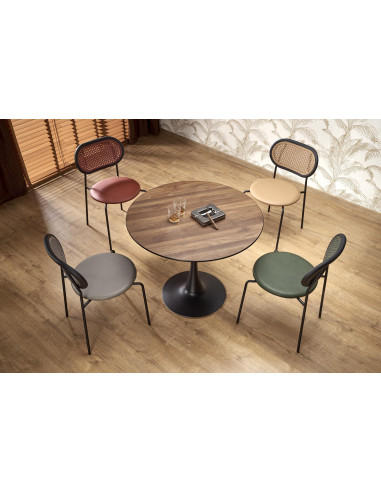 OLMO Stół Okrągły Fi90cm Orzech/Czarny - Stylowy i Funkcjonalny