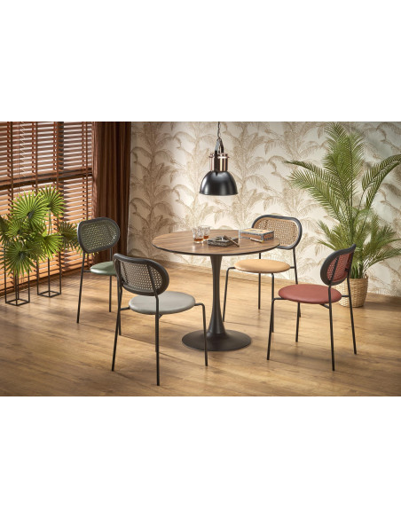 OLMO Stół Okrągły Fi90cm Orzech/Czarny - Stylowy i Funkcjonalny