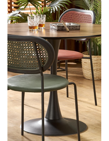 OLMO Stół Okrągły Fi90cm Orzech/Czarny - Stylowy i Funkcjonalny