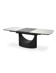 OSMAN Stół Rozkładany 160-220cm Ceramika Biały Marmur/Czarny - Nowoczesny