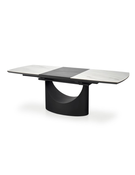 OSMAN Stół Rozkładany 160-220cm Ceramika Biały Marmur/Czarny - Nowoczesny