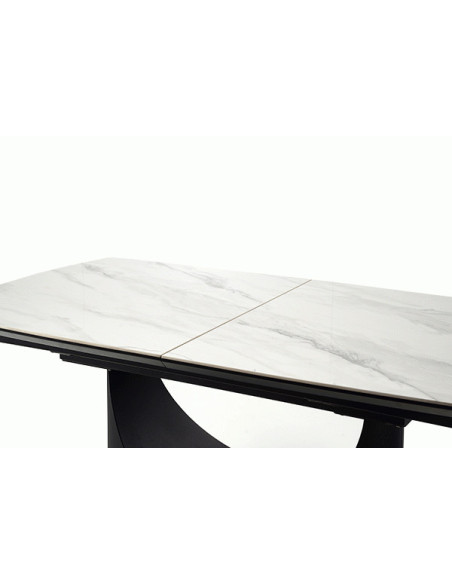 OSMAN Stół Rozkładany 160-220cm Ceramika Biały Marmur/Czarny - Nowoczesny