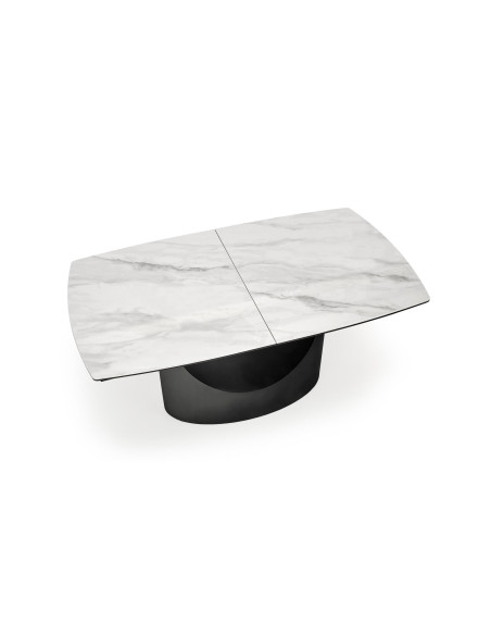 OSMAN Stół Rozkładany 160-220cm Ceramika Biały Marmur/Czarny - Nowoczesny