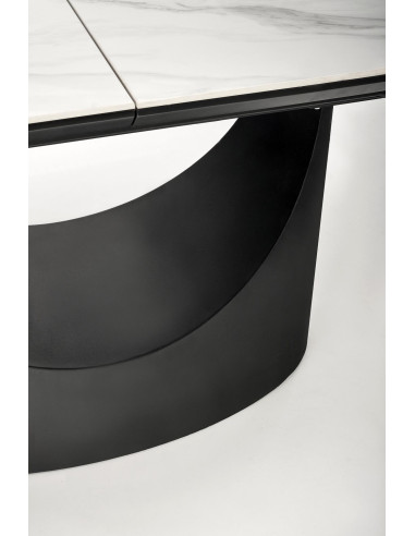 OSMAN Stół Rozkładany 160-220cm Ceramika Biały Marmur/Czarny - Nowoczesny