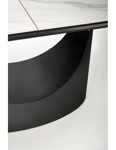 OSMAN Stół Rozkładany 160-220cm Ceramika Biały Marmur/Czarny - Nowoczesny