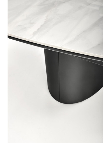 OSMAN Stół Rozkładany 160-220cm Ceramika Biały Marmur/Czarny - Nowoczesny