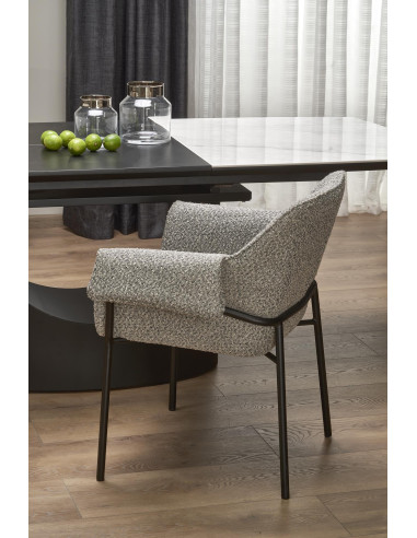 OSMAN Stół Rozkładany 160-220cm Ceramika Biały Marmur/Czarny - Nowoczesny