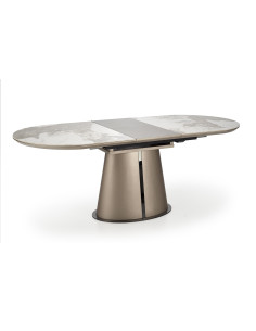 ROBINSON Stół Rozkładany Owalny 160-200cm Ceramika Beżowy Marmur/Cappuccino