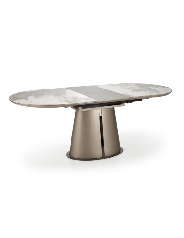 ROBINSON Stół Rozkładany Owalny 160-200cm Ceramika Beżowy Marmur/Cappuccino