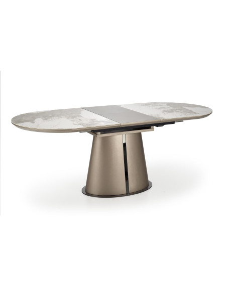 ROBINSON Stół Rozkładany Owalny 160-200cm Ceramika Beżowy Marmur/Cappuccino