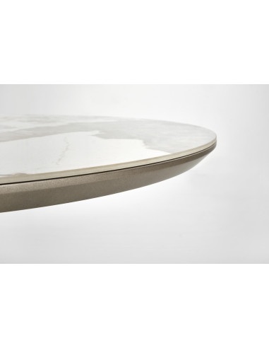ROBINSON Stół Rozkładany Owalny 160-200cm Ceramika Beżowy Marmur/Cappuccino