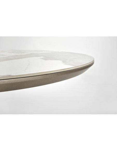 ROBINSON Stół Rozkładany Owalny 160-200cm Ceramika Beżowy Marmur/Cappuccino