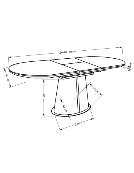 ROBINSON Stół Rozkładany Owalny 160-200cm Ceramika Beżowy Marmur/Cappuccino