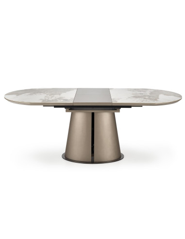 ROBINSON Stół Rozkładany Owalny 160-200cm Ceramika Beżowy Marmur/Cappuccino
