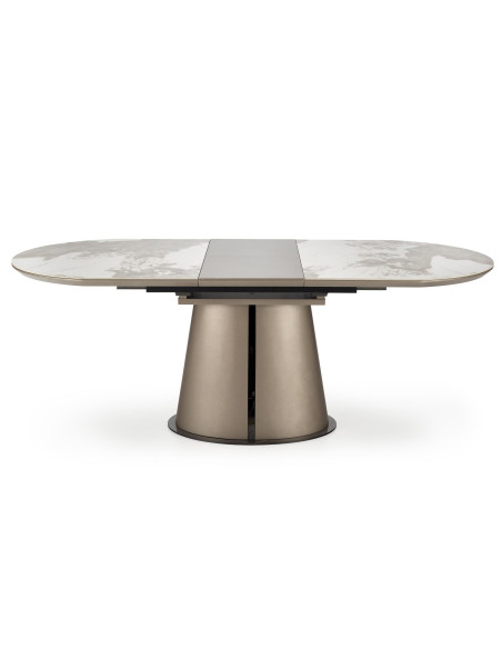 ROBINSON Stół Rozkładany Owalny 160-200cm Ceramika Beżowy Marmur/Cappuccino