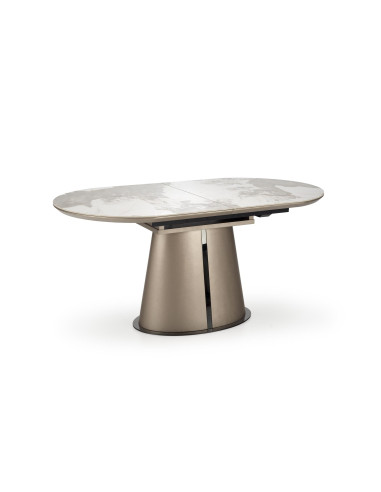 ROBINSON Stół Rozkładany Owalny 160-200cm Ceramika Beżowy Marmur/Cappuccino