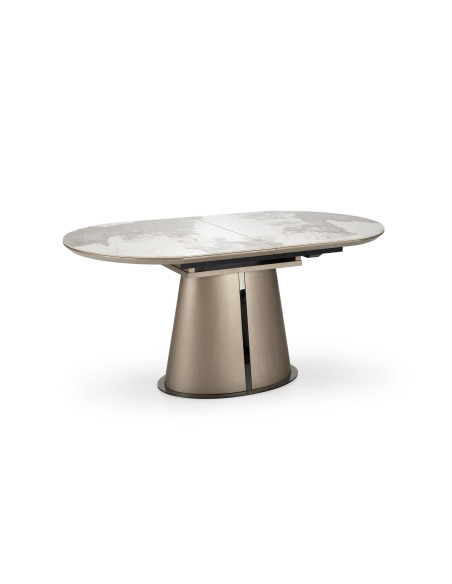 ROBINSON Stół Rozkładany Owalny 160-200cm Ceramika Beżowy Marmur/Cappuccino