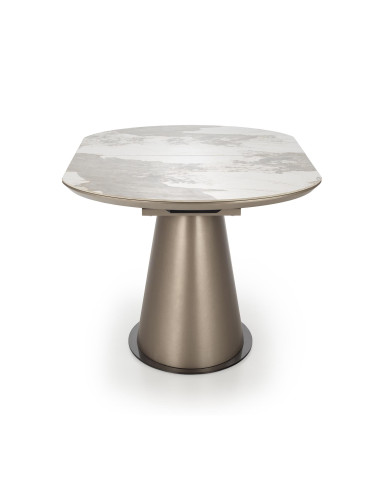 ROBINSON Stół Rozkładany Owalny 160-200cm Ceramika Beżowy Marmur/Cappuccino