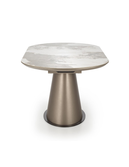 ROBINSON Stół Rozkładany Owalny 160-200cm Ceramika Beżowy Marmur/Cappuccino