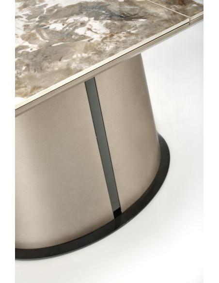 ROBINSON Stół Rozkładany Owalny 160-200cm Ceramika Beżowy Marmur/Cappuccino