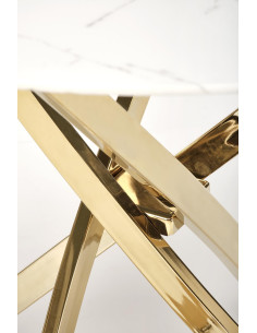 RAYMOND_2 Stół Okrągły Szklany Fi100cm Biały Marmur/Złoty - Styl Glamour 2