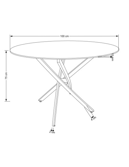 RAYMOND_2 Stół Okrągły Szklany Fi100cm Biały Marmur/Złoty - Styl Glamour